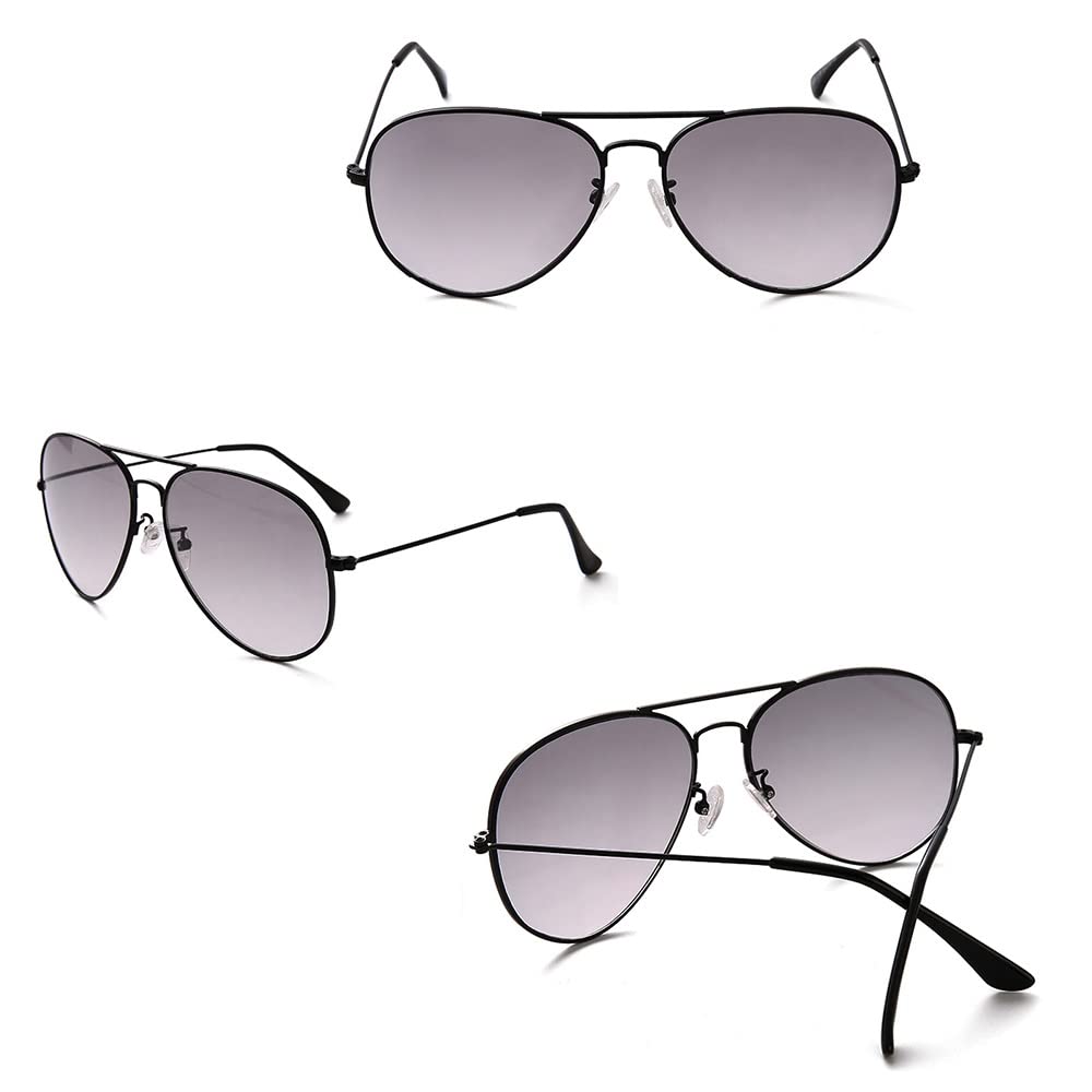 Bifokale Lesebrille Photochrome Sonnenbrille 1 Paar Pilotenbrille Herren Damen Metall Lesehilfe Brille, Fliegerbrille, Anti Blaulicht, Anti-UV, Leser, Schwarz (Color : Black, Size : +2.50)