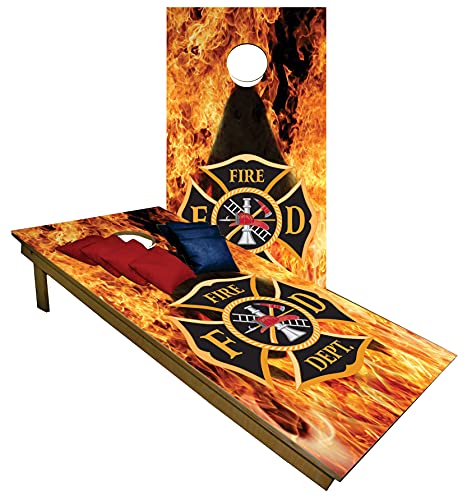 firefighter board game - Premium Cornhole Set - Firefighter Truck Tailgate Cornhole Boards w Set of 8 Cornhole Bags! 925