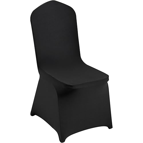 VEVOR 30 Pcs Flat-Front Chair Covers Polyester Spandex Chair Cover Stretch Slipcovers, Wedding, Holiday, Banquet, Party, Celebration, Dining, Black