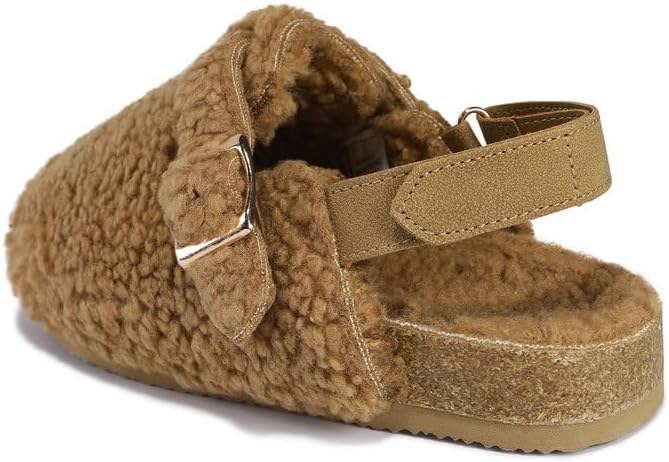 HOMEHOT Girls Clogs Fur Lined Cork Footbed for Big Kids Indoor Outdoor Sandals with Adjustable Buckle - Image 6
