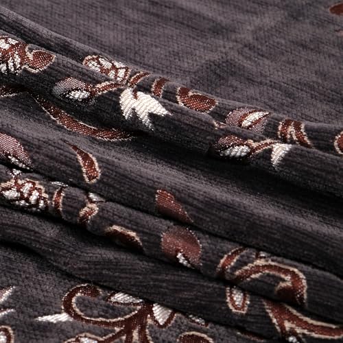 Image of Premium Chenille Woven Anti-Slip 7 Seater Sofa Cover with Arm Rest | L-Shape Sofa Seat Protector for Living Room | Durable & Stylish Slipcover - Brown Phoolkari