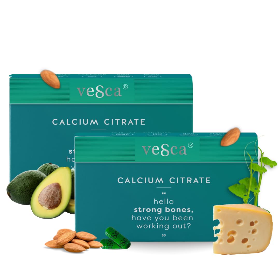 Vesca Calcium Citrate | Magnesium Zinc Vitamin D & B12 | Calcium Supplement for Bones & Joints | 100% Plant Based | 100% Vegetarian | Men & Women | 30 Capsules (Pack of 2) (B0BXHB9D14) Amazon Price History, Amazon Price Tracker