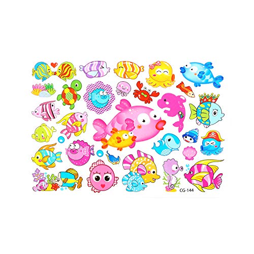 Kids Temporary Tattoos - More than 120 Easy-to-Use Tattoos for Children (Assorted - 6 Sheets)