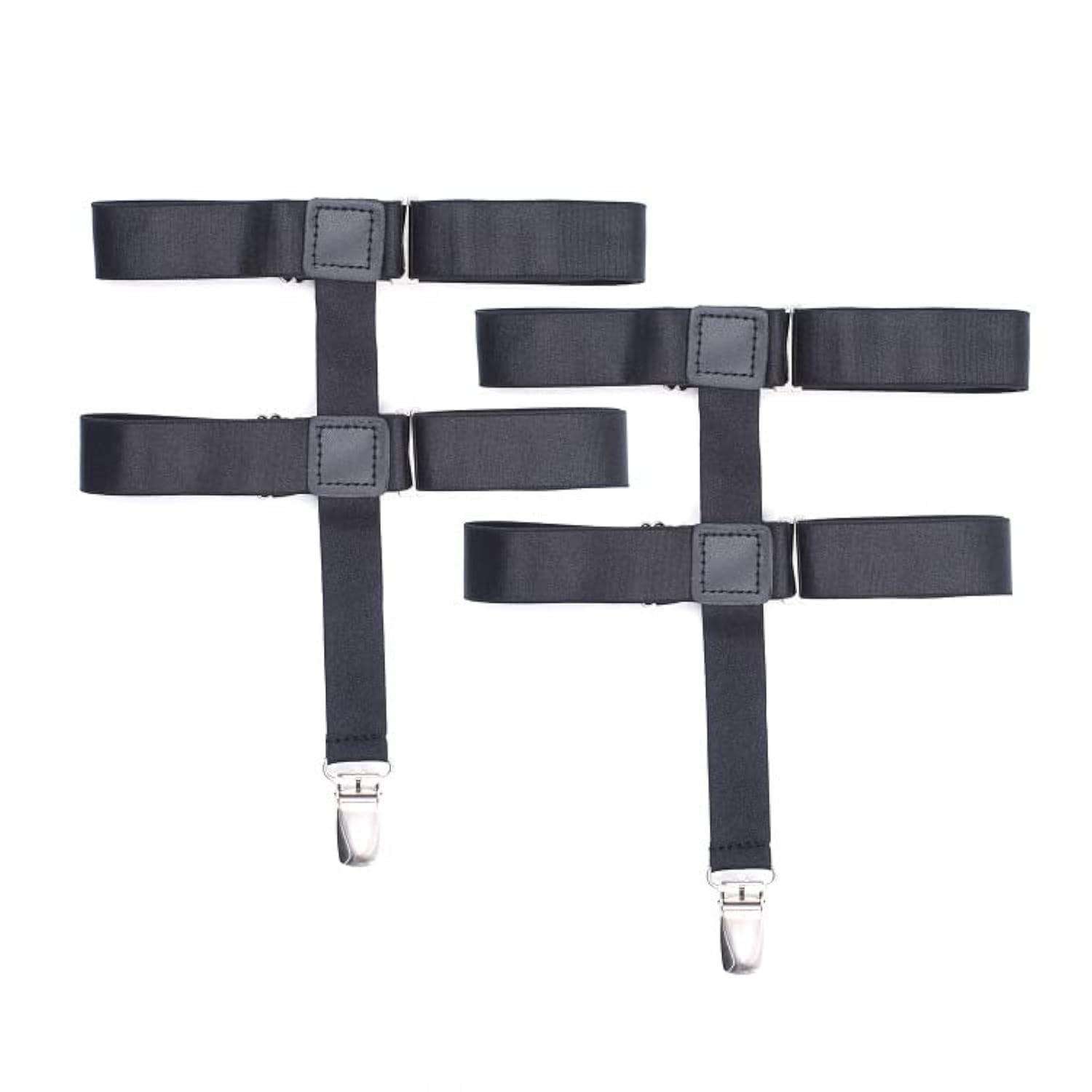 WannGe Women Adjustable Thigh Garter, Elastic Leg Garter with Clips Punk Gothic Garters for Thigh high Socks, B-Black 1 pair