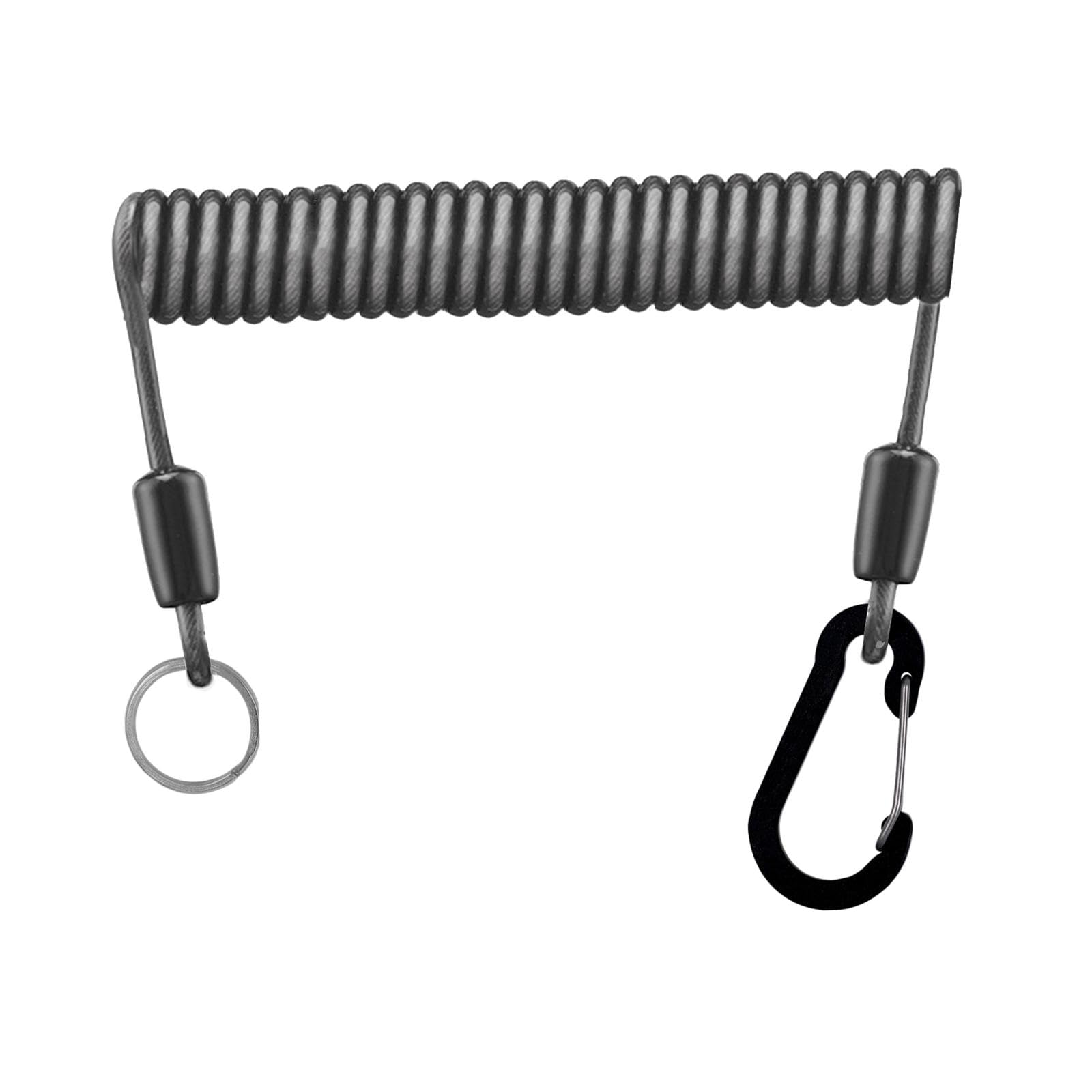 CALANDIS™ Fishing Lanyard Coil Lanyard Security Leash Professional Fishing Pole Tether Black 2M | Fly Fishing Accessories | Fishing Equipment | Fishing-image-8