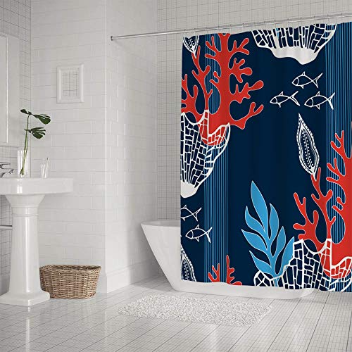 Rideau de douche bleu océan 183x183 cm en polyester lavable