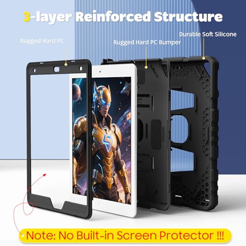 Image of Fintie Kid-Friendly Case for iPad 9th / 8th / 7th Generation 10.2 Inch | Fully-Body Rugged Heavy Duty Shockproof Cover, Portrait & Landscape Viewing, Built-in Kickstand, for Girls /Boys, Black