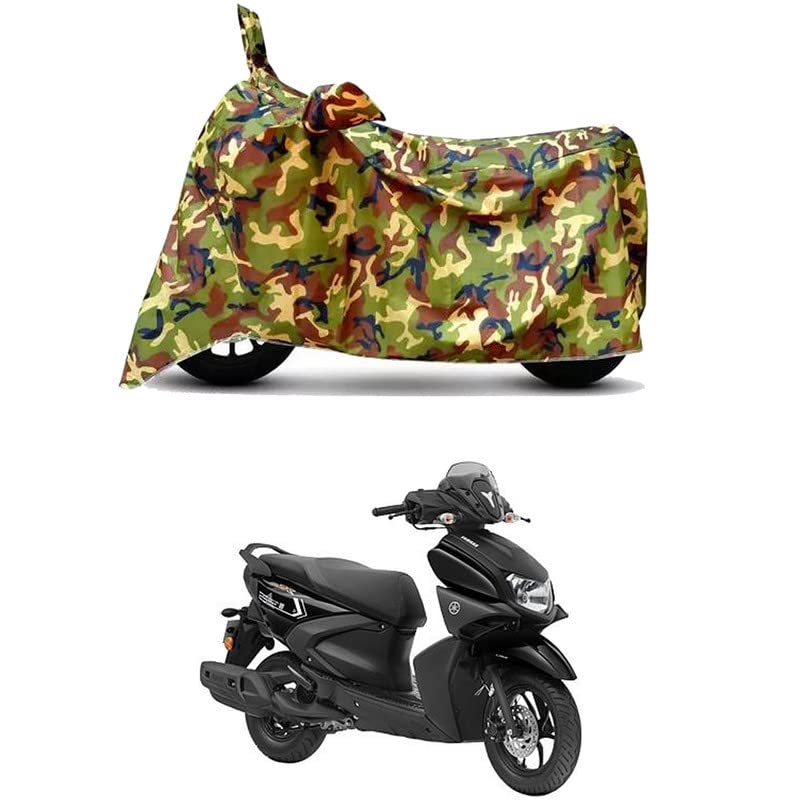 Image of Waterproof 100% PVC Coated Full Bike Scooty Two Wheeler Body Cover Compatible for Yamaha RayZR 125 /UV-Rays /Heat Protection /Birds Dropping /Scratchproof /Dust Proof [6X6 Jungle Print]
