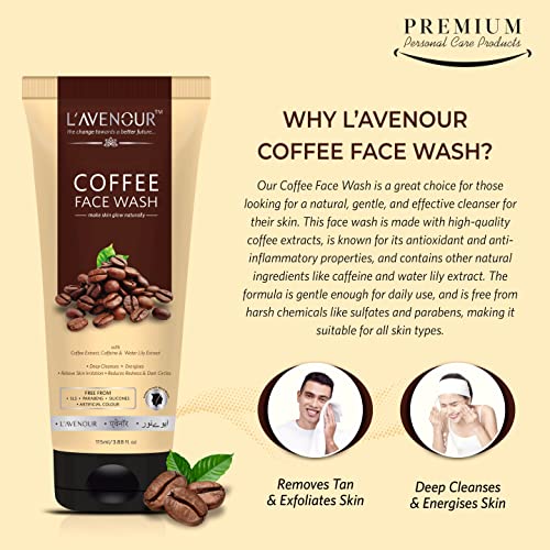 Image of L'avenour Coffee Face Wash for Deep Cleansing, Reduce Redness and Dark Circles - 115ml (Pack of 3)