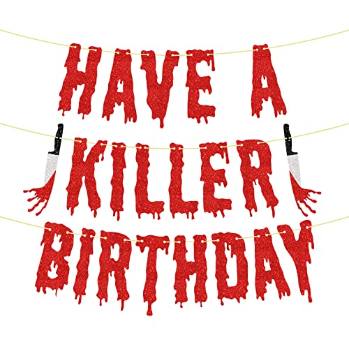 Have A Killer Birthday Banner, Halloween Horror Themed Zombie Vampire Party Bloody Hanging Decor #TOP10