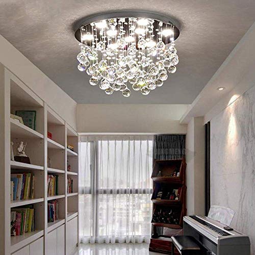Lustre en cristal suspendu jaune LED 50cm pour éclairage intérieur moderne