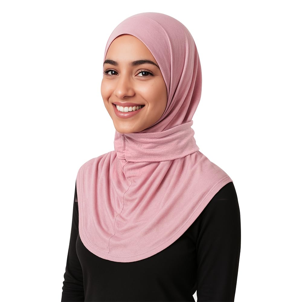 Muslim Womens Hijab Cap Shawl Scarf Versatile Islamic Muslim Headscarf Hooded Scarf Pink