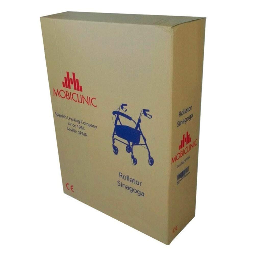 Mobiclinic, Modelo sinagoga, Rollator con 4 ruedas, Andador para adultos, Mayores, Minusválidos o ancianos, Caminador de aluminio, Ayuda caminar, Ligero, Plegable, Asiento, Rojo