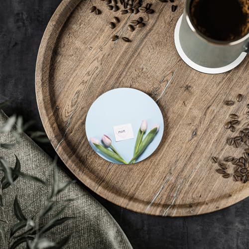 Sous-verre ronds en céramique tulipes : cadeau maman chic