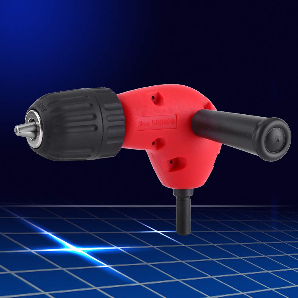 ANKROYU Right Angle Adaptor, Right Angle Drill Attachment with Handle, 90 Degree Round Shank Keyless Chuck Bend Extension Accessory for Household Workplace