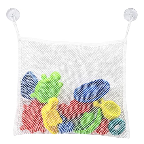 KinetiCore Large Bath Toy Storage Net Bag with Strong Suction Cups Foldable Mesh Organiser for Baby Bath Toys Waterproof Hanging Net for Bathroom Shower Tub Keeps Toys Dry and Bathroom Tidy