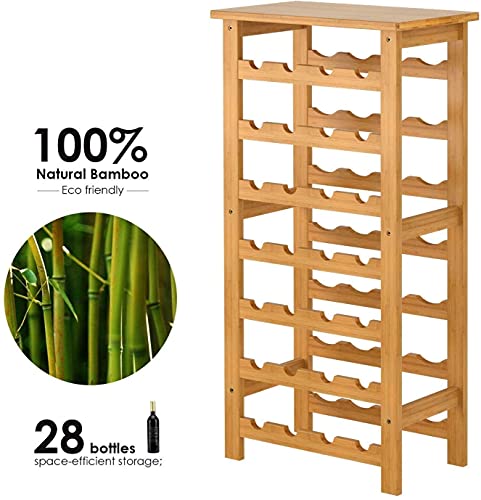 Soporte para 28 Botellas de Vino de Bambú 7 Niveles miniatura 7