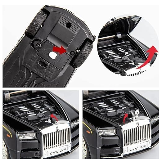 Image of 1:32 Rolls Royce Phantom Toy Car Metal Diecast Pull Back Vehicle with Openable Doors Sound & Light Features Collectible Gifts & Toys for Kids Boys Girls (Silver)