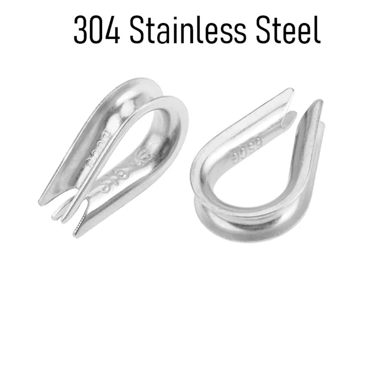 Occhielli della Fune 100 Pezzi M2-M8 ditale for Fune Metallica 304 in Acciaio Inossidabile Manicotto Protettivo for Fune Metallica Chicken Rigging Heart Ring Fitting(M8)