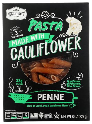 Veggiecraft Cauliflower Penne Simple Ingredient Pasta | Vegan, Gluten-Free, Non-GMO | Healthy, Natural Plant Based Nutrition | Source of Potassium, Fiber, Iron | 14g Protein | 4 pack image 5