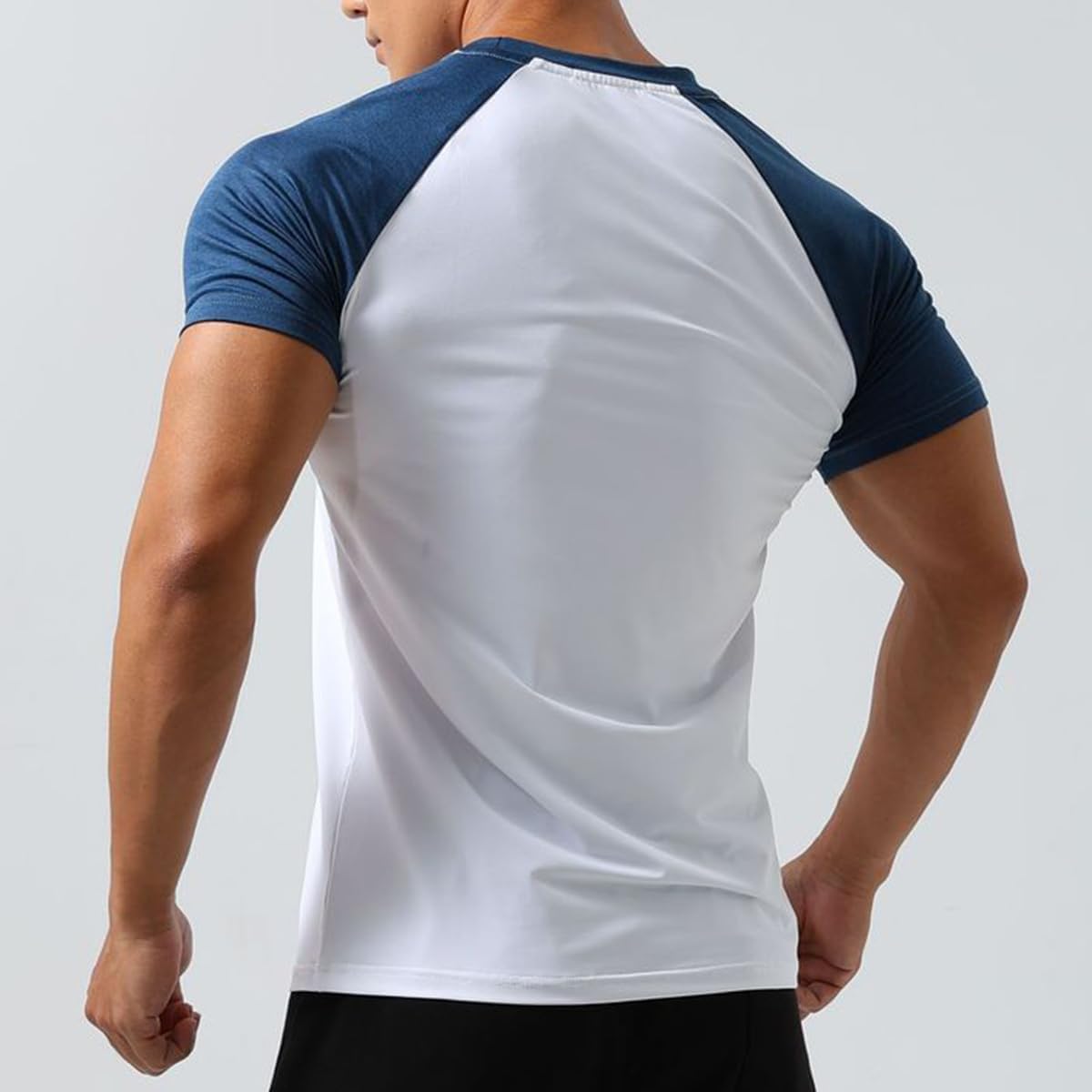 Mens Gym Muscle Short Sleeve Sweat Workout Shirts Quick Dry Stretchy Athletic T-Shirts for Men T77 - Image 6