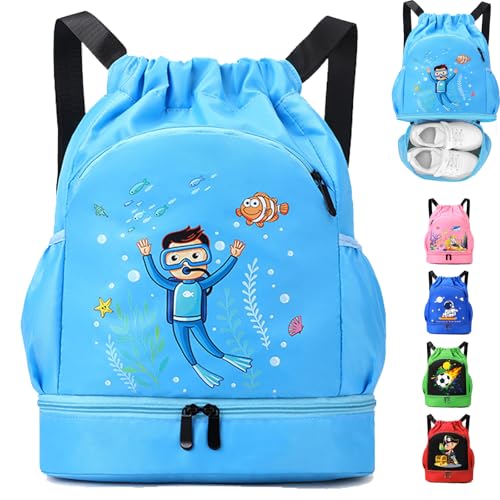 AUNGKWANG Bolsa de Praia para Rapaz, Mochila de Piscina para Rapaz, Mochila para Rapaz à Prova de Água, Saco de Ginástica à Prova de Água, Mochila Esportiva Adequada para Rapaz e Rapariga, Camping