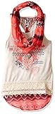 Beautees Girls' High Low Racer Back Tank Top with Scarf and Necklace