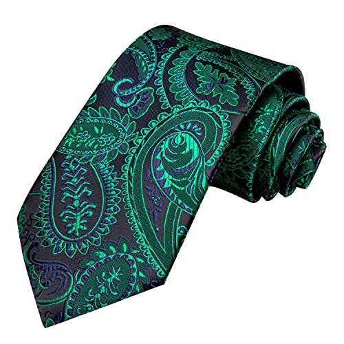 Image of Hi-Tie Paisley Floral Ties Set for Men Silk Mens Stripes Necktie Pocket Square Cufflinks Set Formal Business