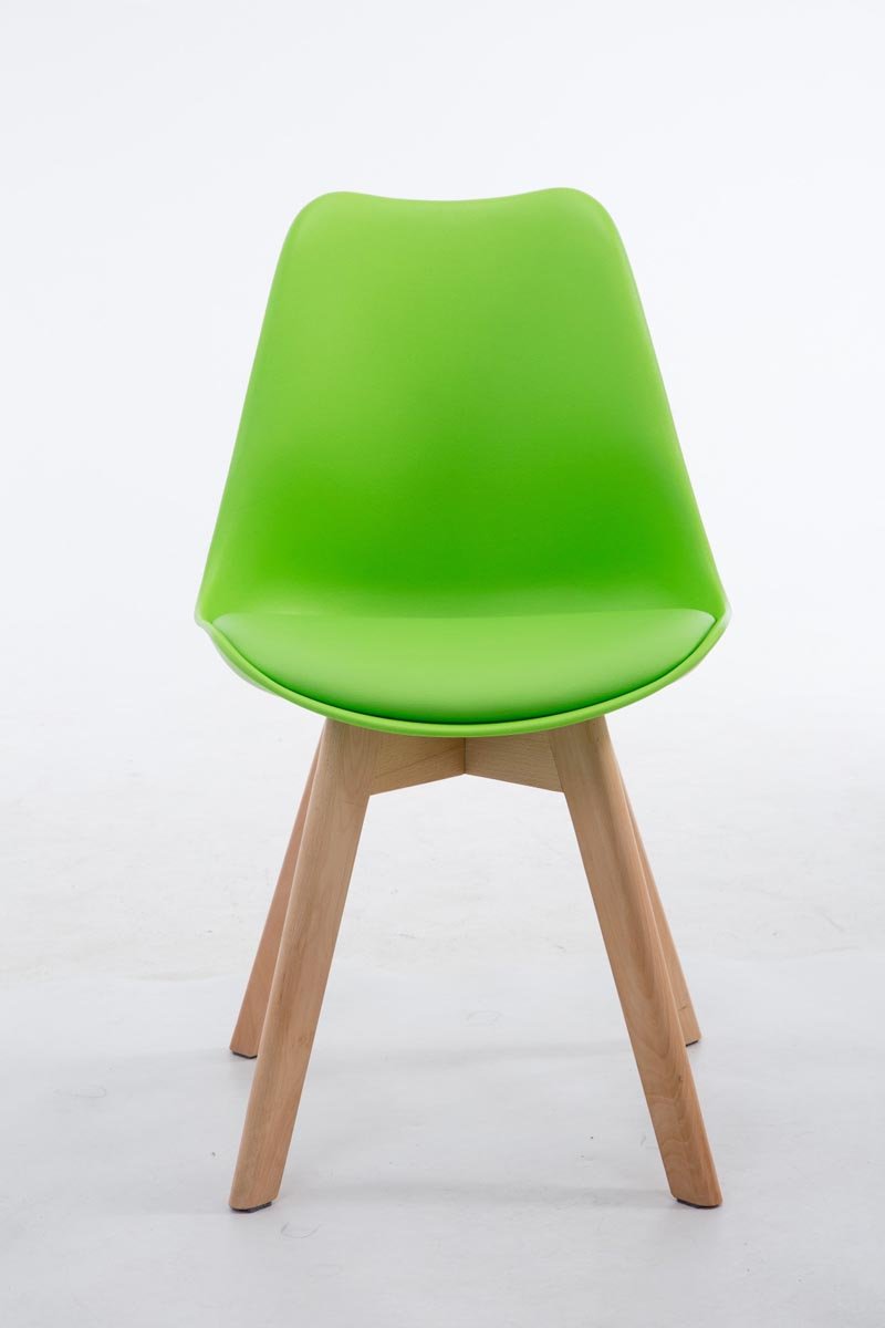 CLP Chaise Retro Design Borneo V2 Similicuir I Chaise Visiteur Pieds en Bois I Dossier Et Assise Rembourrés I Chaise Style Scandinave, Couleur:Vert, Couleur du Cadre:Natura
