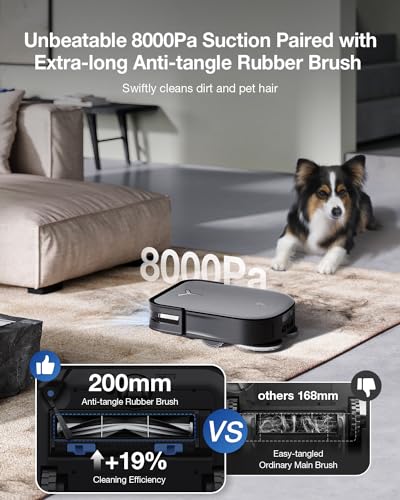 ECOVACS DEEBOT X2 Omni Robot Vacuum and Mop, 8000Pa Suction, 15mm Lift, Omni Station with Hot Water Mop Washing, Self-Emptying, Hot Air Drying, Auto-Refill, Obstacle Avoidance,Black - Image 5