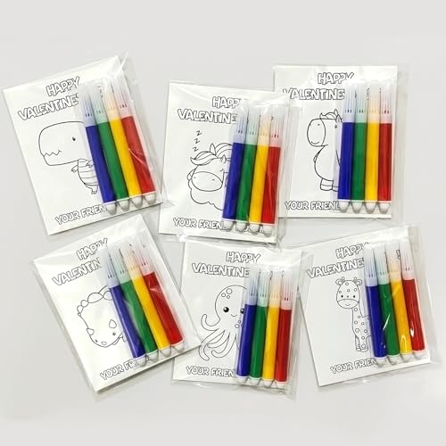 24 Kids Valentine Gift Cards Funny Classroom Party Gifts for Kids Sweet Gift Handmade Graffiti Classroom Boys Girls Valentine's Day Exchange Card...