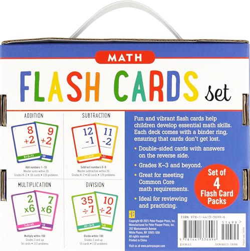 Essential Math Flash Cards Set - Addition, Subtraction, Multiplication, and Division (4 pack set) - Image 2