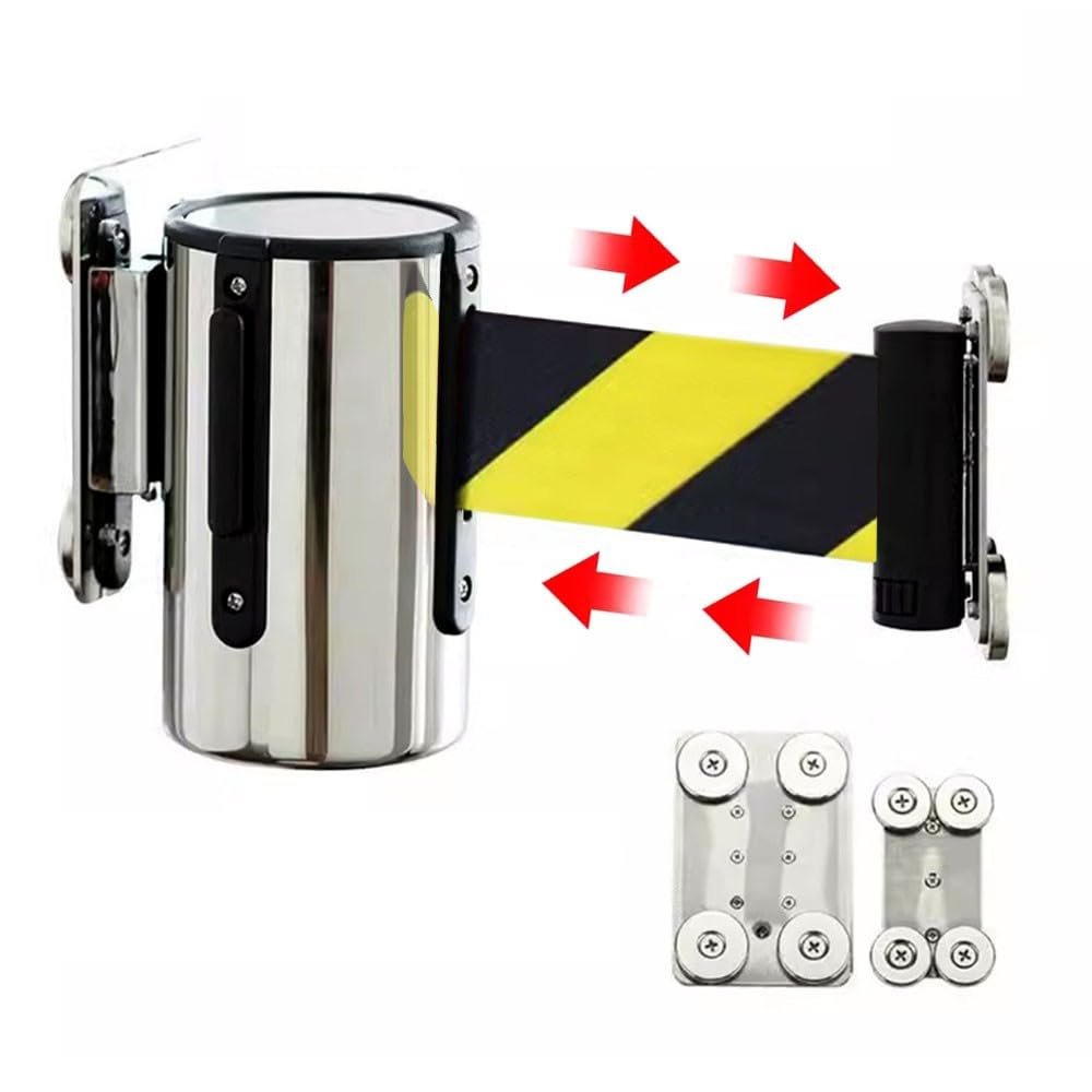 cinta de señalización, Cinturón de seguridad retráctil montado en la pared magnético, barrera sistema guía personas advertencia 2/3/5M(5M/16.4FT)