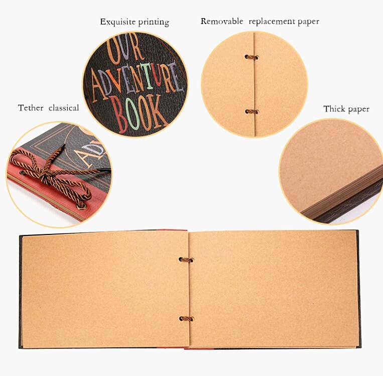 Álbum de fotos DIY de aventura, 40 páginas, hecho a mano, álbum retro de papel kraft para recuerdos, álbum de bodas, aniversario y libro de visitas miniatura 4