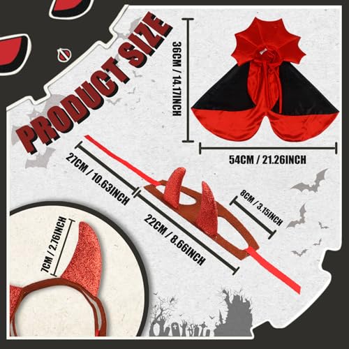 Disfraz Vampiro para Perros y Gatos Rojo y Negro miniatura 3