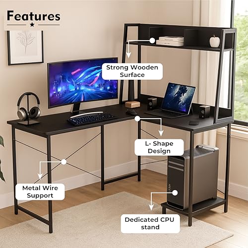 Image of Callas Computer Desk Home /Office Desk | Writing Study Desk | Laptop Table | Modern Simple Desk | Small Desks for Small Spaces | Sturdy Desk for Home, Office, Bedroom, Living Room (Black, ST-23)