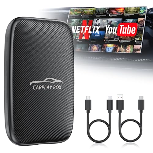 6-in-1 Magic Video Box for Netflix/YouTube, Wireless CarPlay Adapter & Android Auto Wireless Adapter Convert Wired to Wireles Carplay Dongle for OEM Wired CarPlay Cars, TF Card Playback, Plug & Play