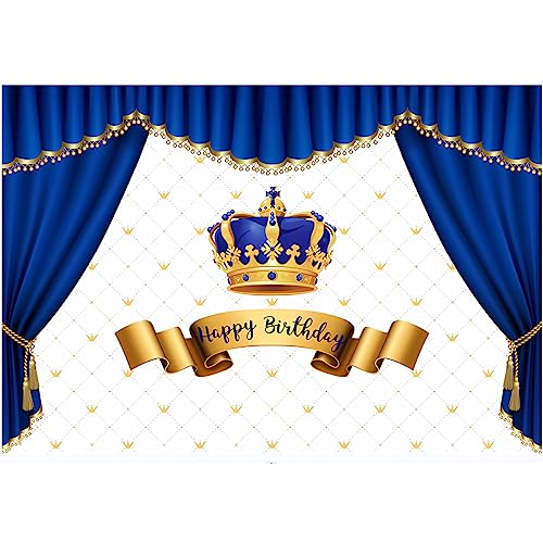 Fondo Royal Prince Baby Shower Azul 7x5ft para fotografía miniatura 2