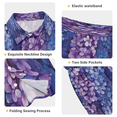 Boccsty Blue Wisteria Purple Lavender Flower Boy Summer Shorts Sets Hawaiian Toddler Boys T-Shirt & Pants 2 Pcs 3T3