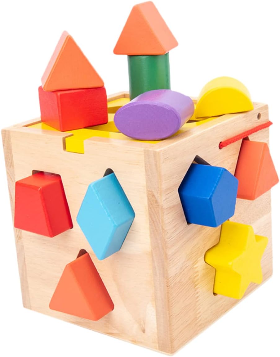 BESPORTBLE 1 Set Geometric Box Shape Matching for Early Education Building Blocks for Preschool Learning Sorting Skills Development