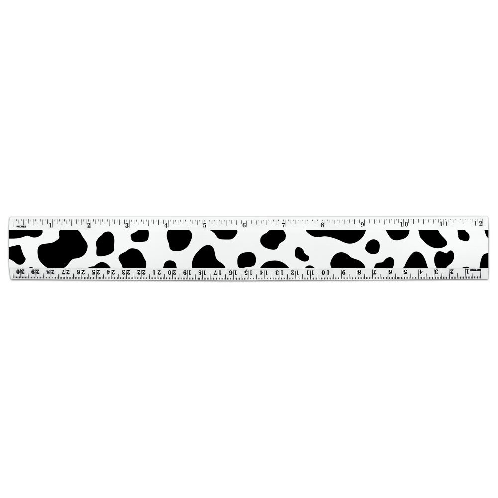 Cow Print Pattern 12 Inch Standard and Metric Plastic Ruler