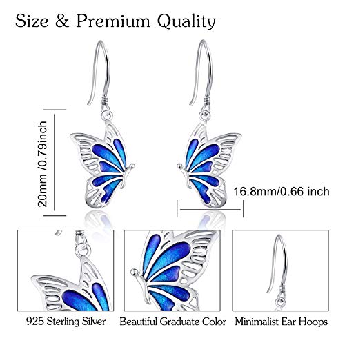 Sterling Silver Butterfly Dangly Earrings - Hypoallergenic, Perfect for Sensitive Ears - Mother's Day Gift for Women and Butterfly Lovers - Comes with Present Box3