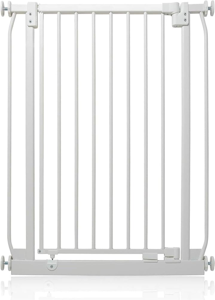 Safetots Barrera Extra Alta Elite de Seguridad para Bebés, 65,5cm - 74,5cm, Blanca Mate, Extra Alta de 100cm de Altura, Barrera de Presión para Escaleras, Puerta de Seguridad para Bebés para Puertas