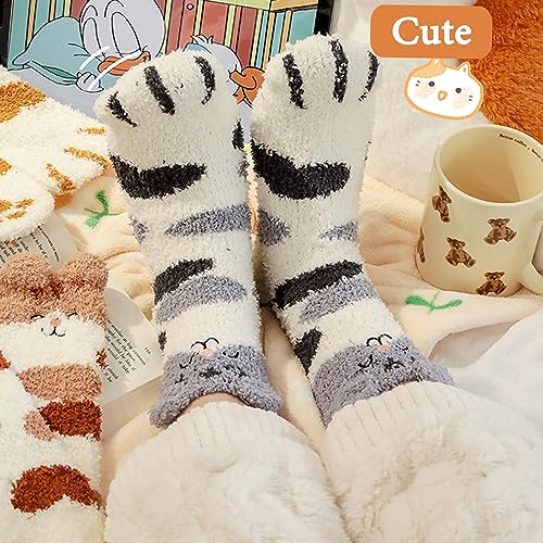 Image of Ginmewrae Fuzzy Socks for Women Cozy Soft Fluffy Slipper Socks Home Sleeping Warm Socks Stocking Stuffer Gift for Women