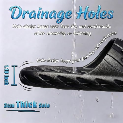 Image of Mens Shower Shoes | Bath Slippers with Holes | Quick Dry Non Slip Indoor Home Bedroom Pool Spa College Dorm Guest