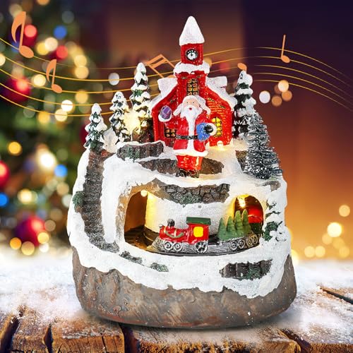 Auniq Weihnachtsdorf Szene mit drehendem Zug, LED...