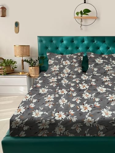 Image of ROSARAHOME 180 TC Microfiber Flat Queen Size Double Bed Bedsheet with 2 Pillow Cover| Bedsheet:240cmx225cm Pillow Covers:45cmx70cm,Floral Multicolor
