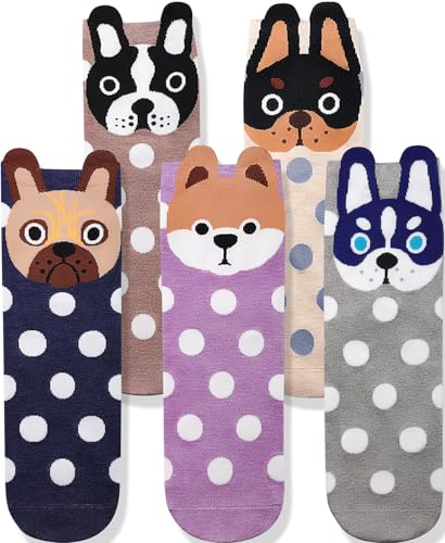 Funny Animal Socks for Women - Cute Dog and Cat Socks, Colorful Novelty Funny Socks for Animal Lover