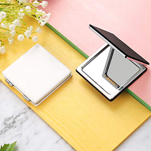 Yeotwin Compact Mirror, Square Pu Leather Makeup Mirror,Hand Mirror Double-Sided With 1X And 3X Magnification,Small Cosmetic Mirrors Prefect For Purses And Trave（2Pcs） #TOP4