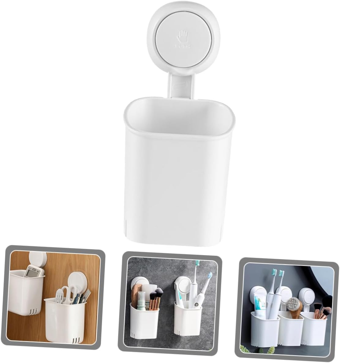 4pcs Mountable Toothbrush Holder Suction for Bathroom Glass Smooth Surfaces Non-Slip Electric Manual Brush Holders